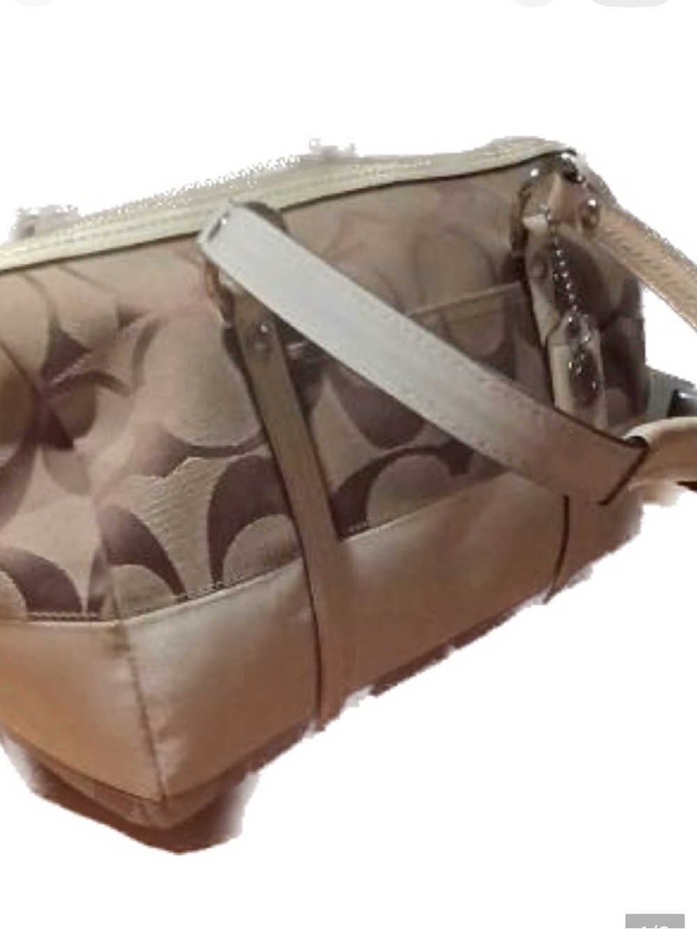 Vintage Coach Beige Signature Canvas Shoulder Bag